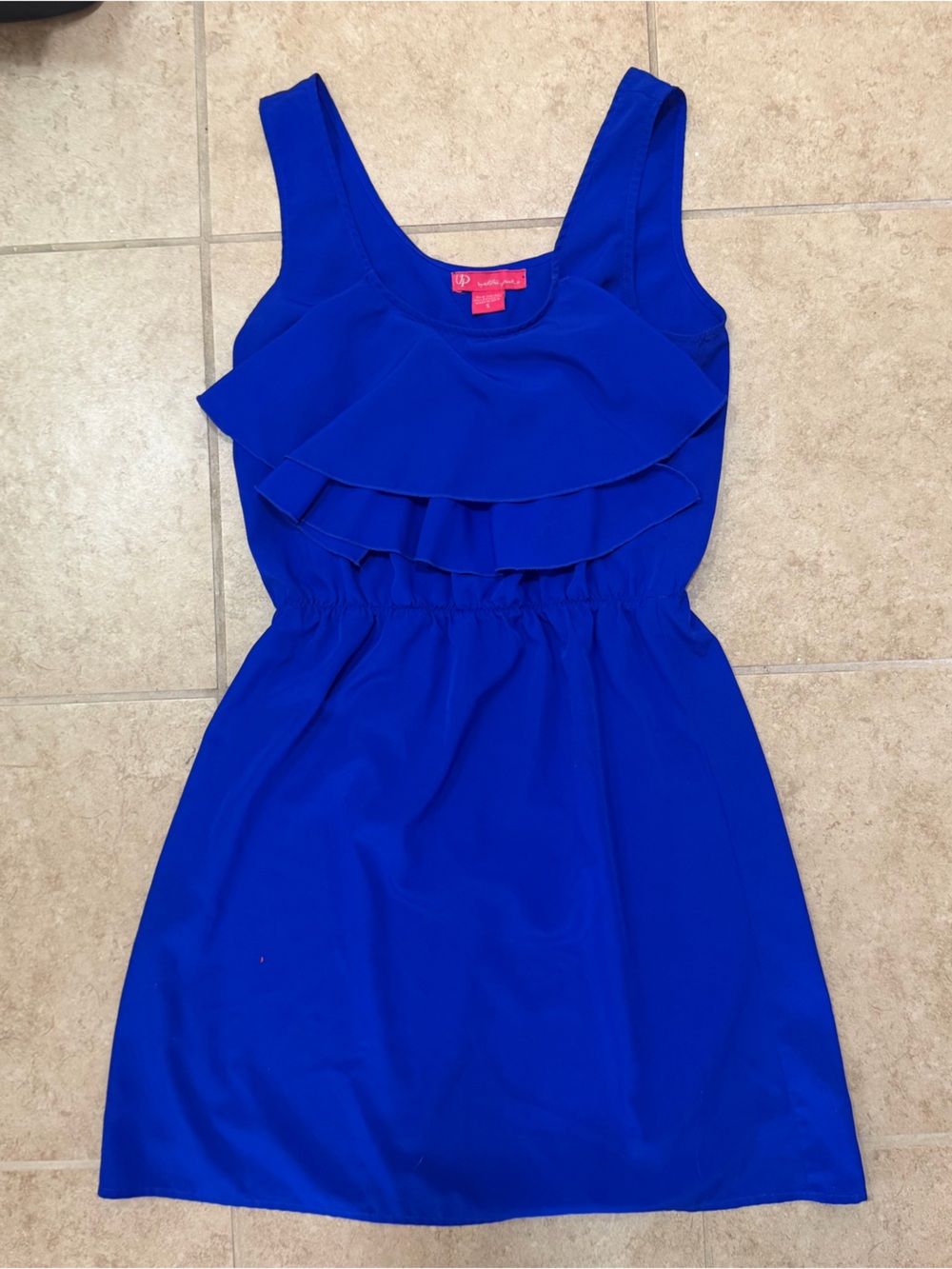 Bright Blue Ruffled Sleeveless Dress